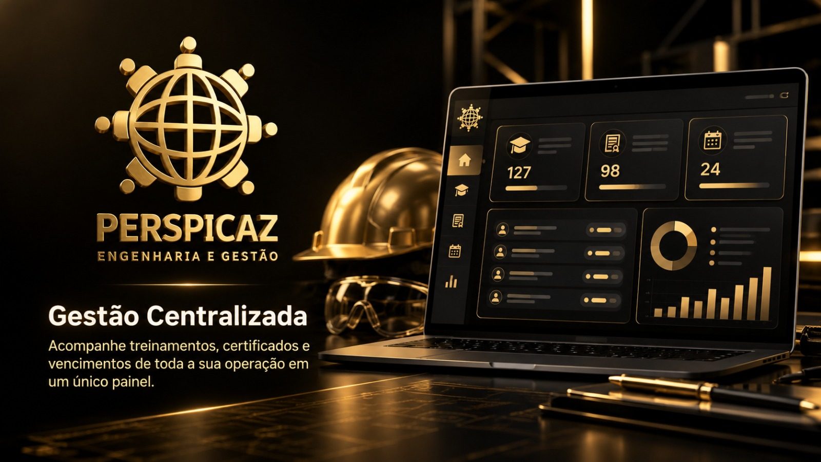 Perspicaz Engenharia e Gestão — Gestão Centralizada: acompanhe treinamentos, certificados e vencimentos de toda a sua operação em um único painel.